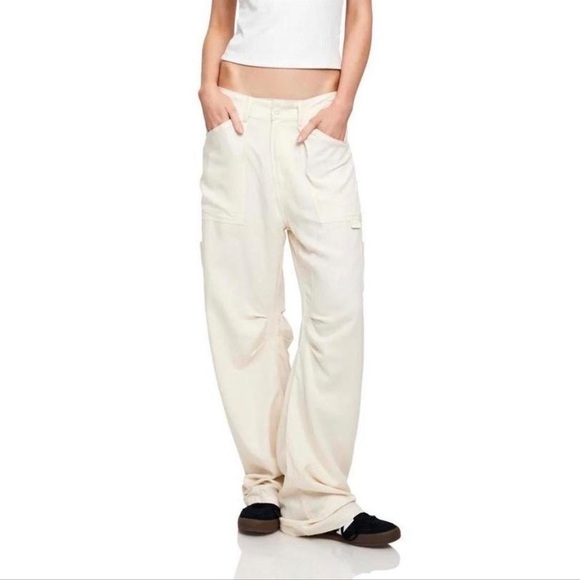 Lioness Miami Vice Linen Blend Pant Off White Size XS NWT - Picture 1 of 6